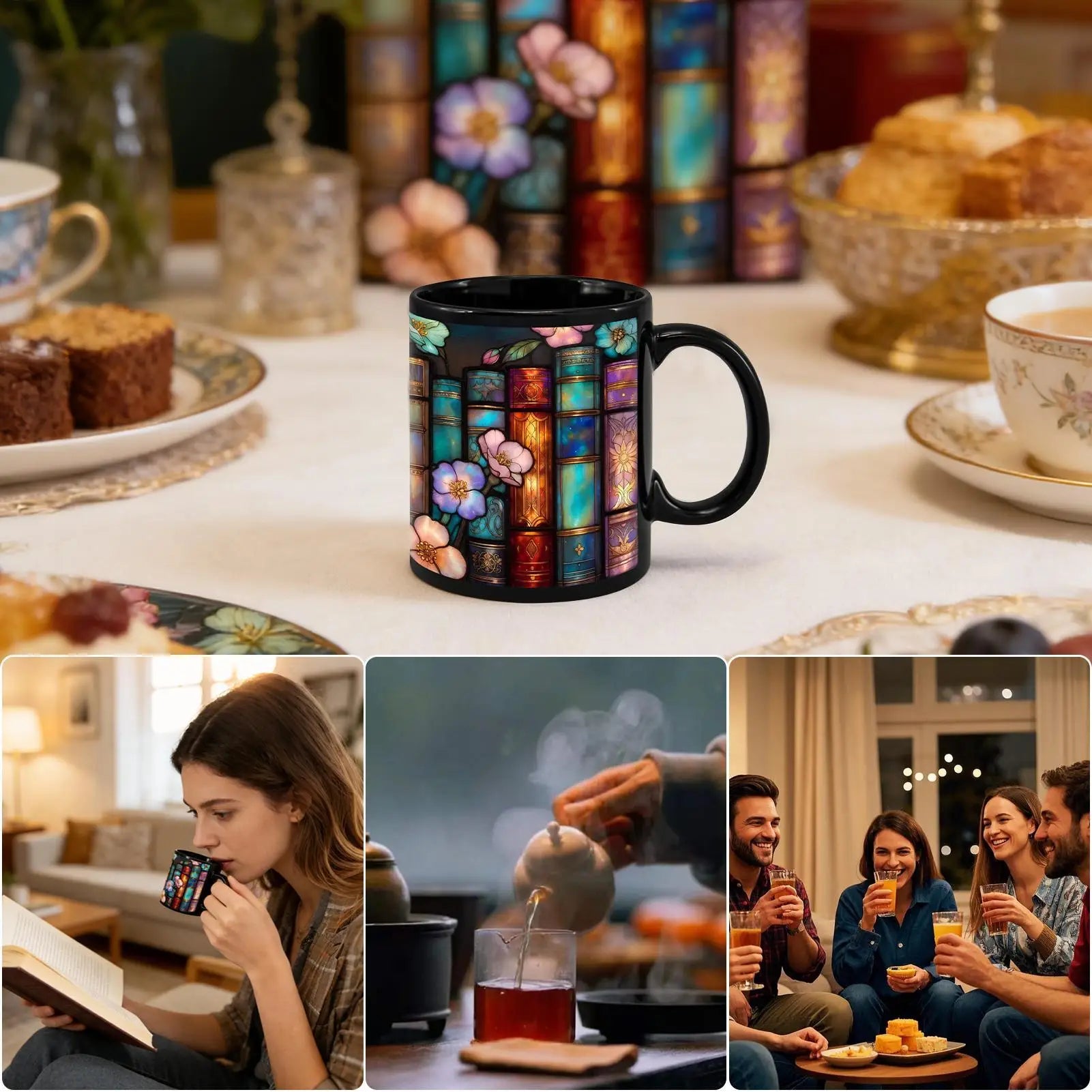 Bookshelf Mug Ceramic Coffee Cup Novelty Tea Handle Reader Drinkware