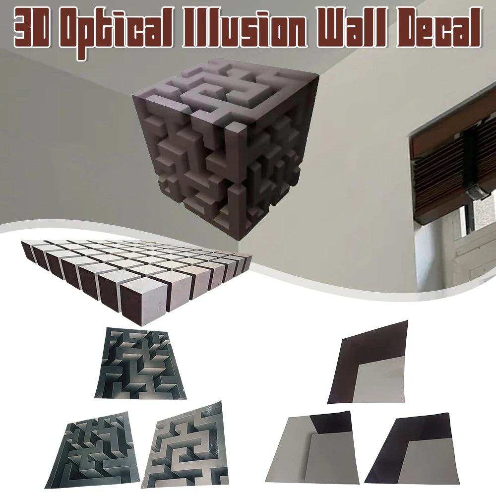 Optical Illusion Wall Art 30x30cm Impossible Corners Sticker Abstract
