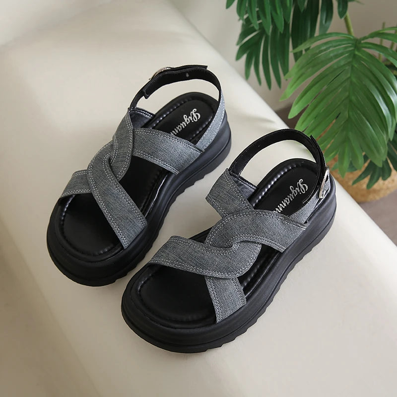 Women's Fashion Sandals Outer Hollow Breathable Baotou Buckle Roman