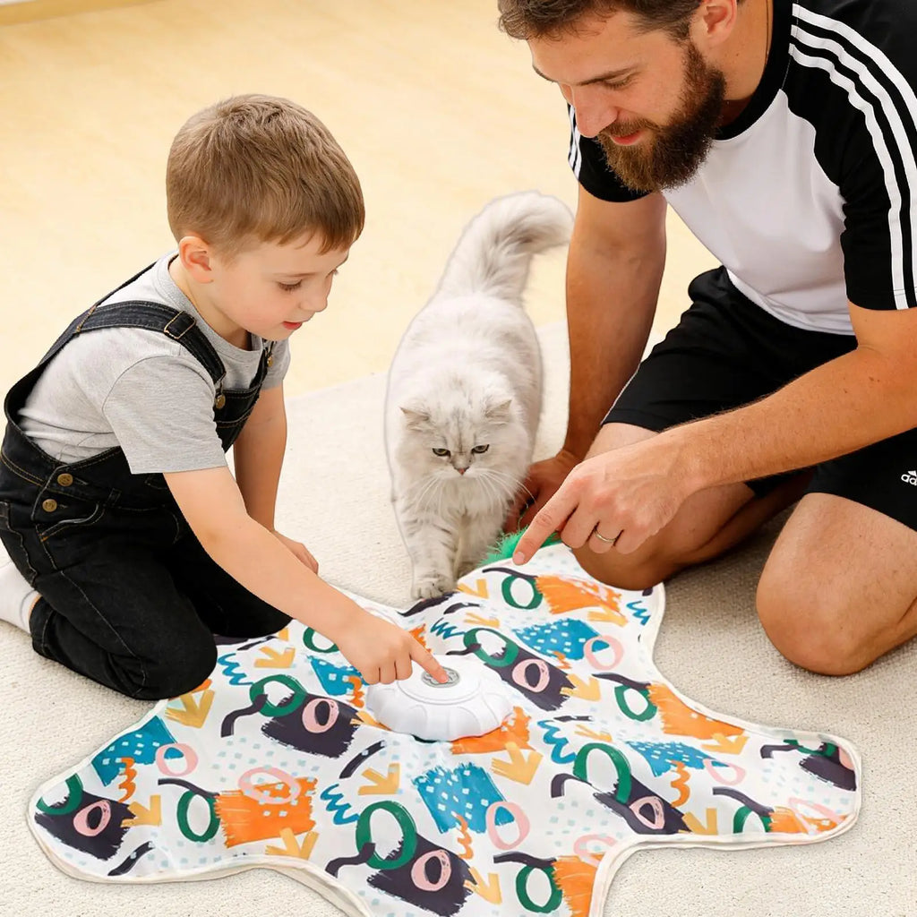 Cat Spin Mat 3 Modes Interactive Touch Activated Mat Star Shape Interactive Cat Toy for Kitten Play Home Indoor Bored Relief Zpaxo