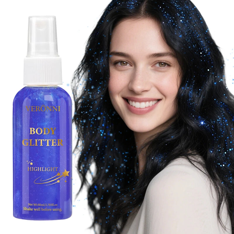 Glitter Hair Shimmer Spray,Multi-Purpose Body & Face Fine Mist Body Glow Body Highlighter Flakes Face,Body Hair Spray Makeup Zpaxo 03