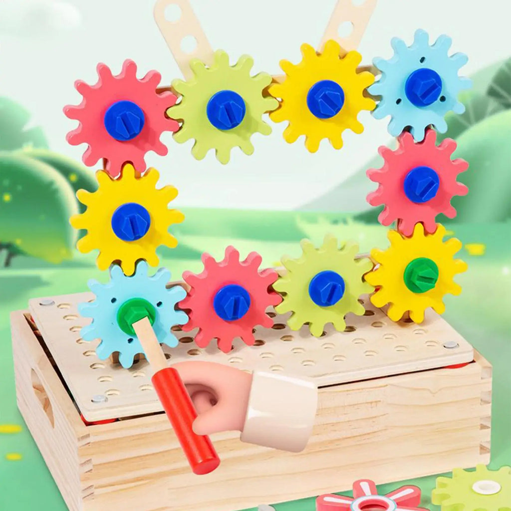Gear Puzzle Game Wooden Spinner Gear Puzzle Board Game Sensory Fine Motor Skills Development Toy For Children Kid Girls Boys Zpaxo