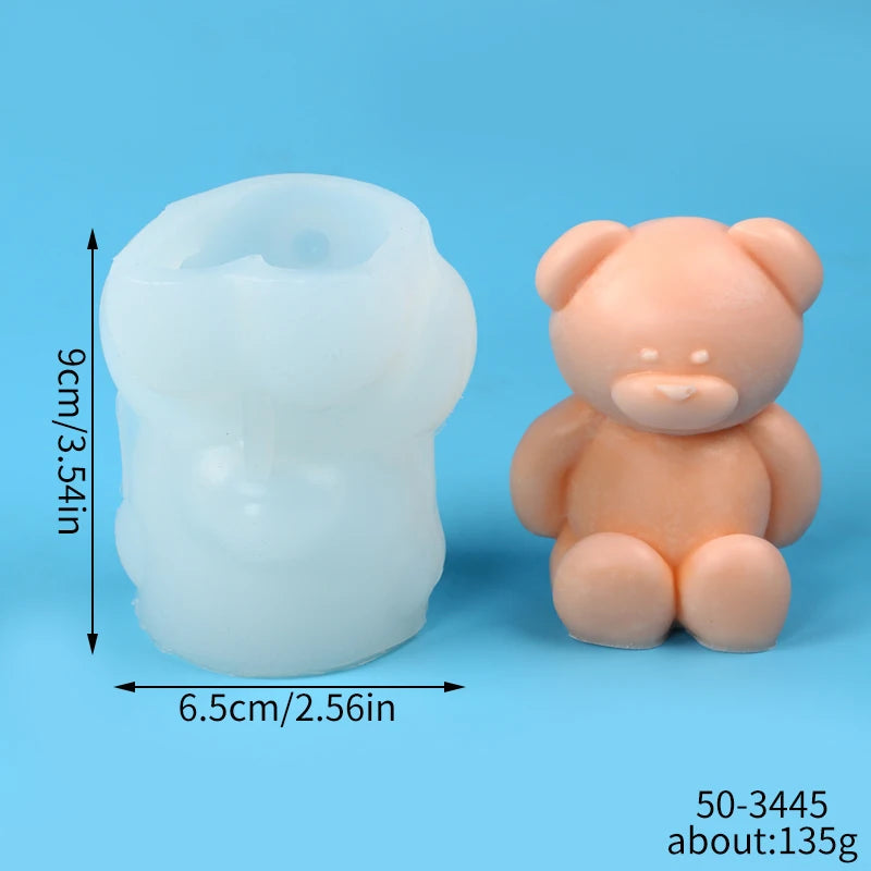 Bear Candle Silicone Mold for Valentine's Day Gift 3D Bear with Heart Aromatherapy Soap Plaster Gypsum Ornament Mould Home Decor Zpaxo 50-3445-D