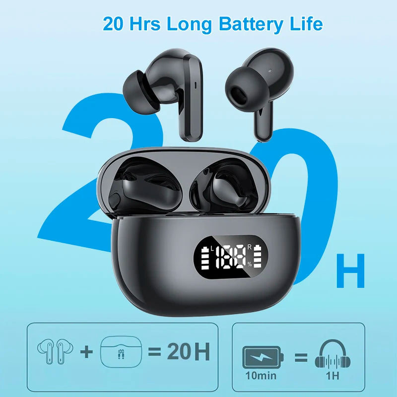 Wireless Earphone 40dB Noise Cancelling Bluetooth 5 3 Headphone 6 Mic