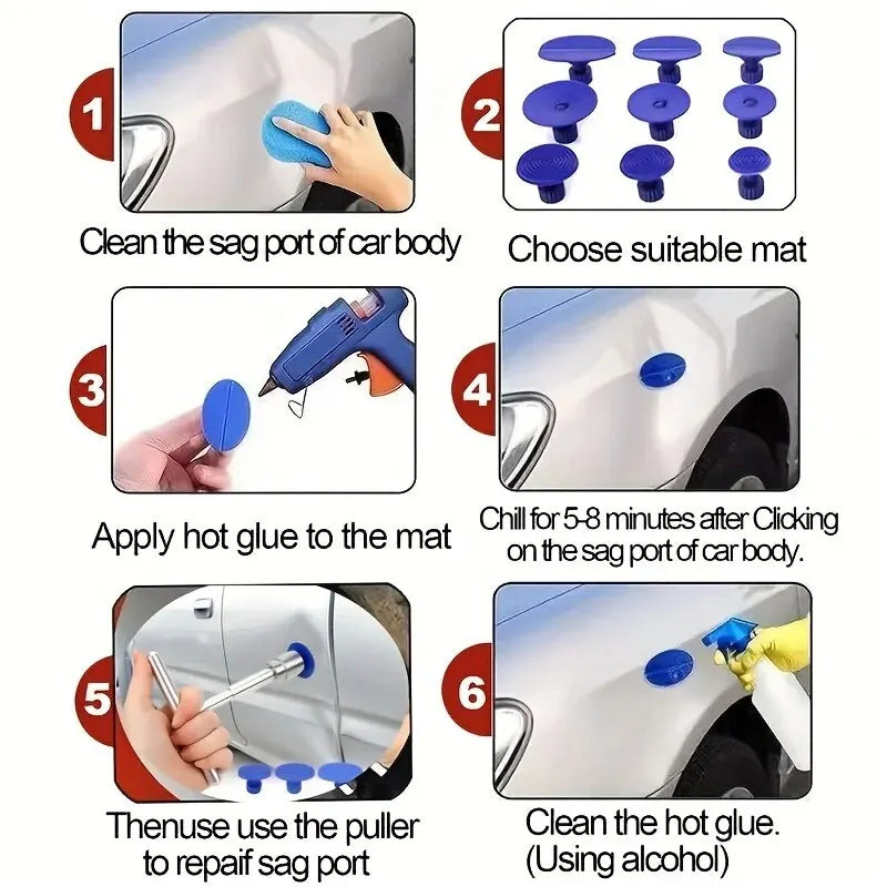 Car Dent Repair Tool Auto Body Part Mechanical Sheet Metal Paintless Dent Removal Puller Kit Hand Tools Kit Set Zpaxo