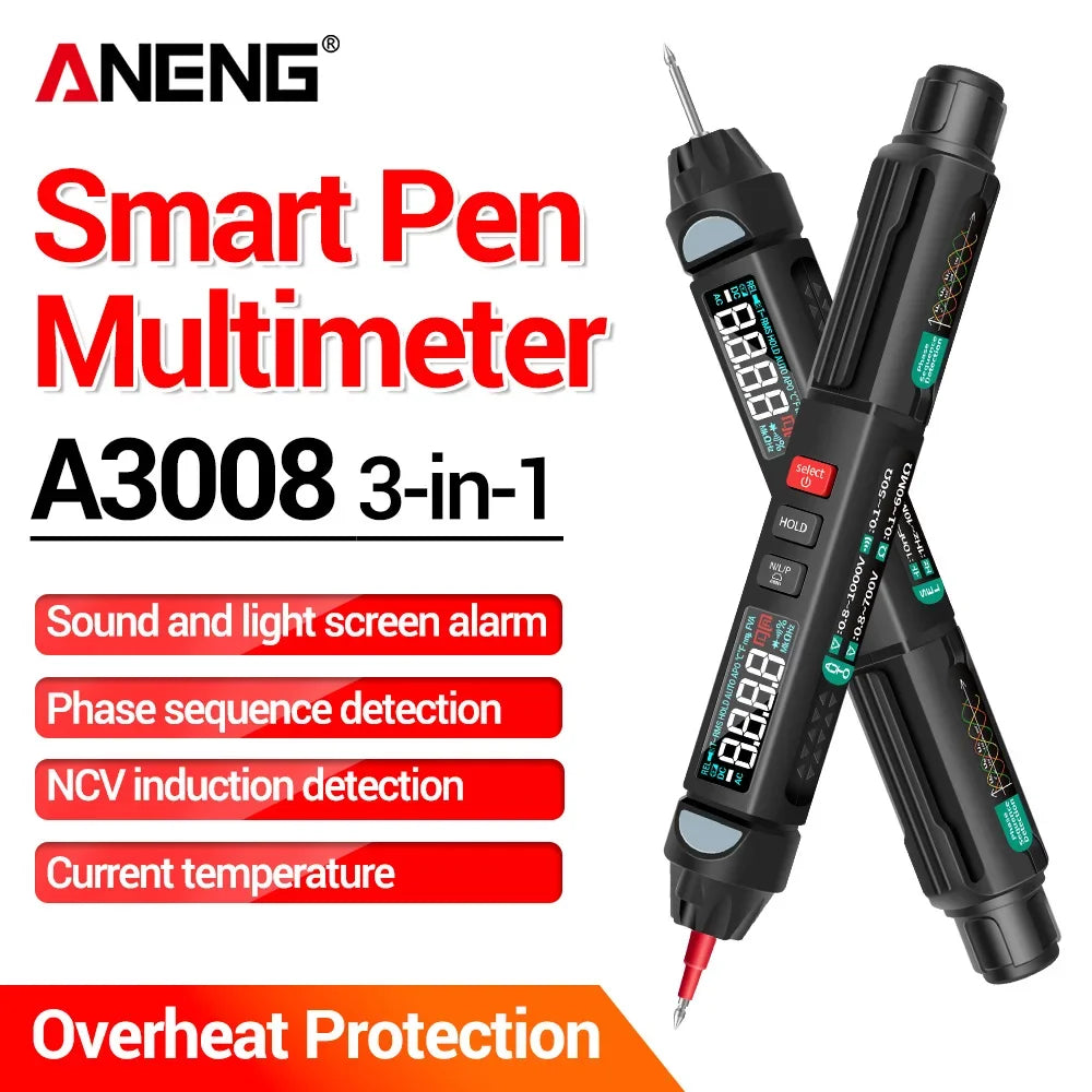 ANENG A3008 Multimeters 6000 Counts NCV Backlight Flashlight Auto