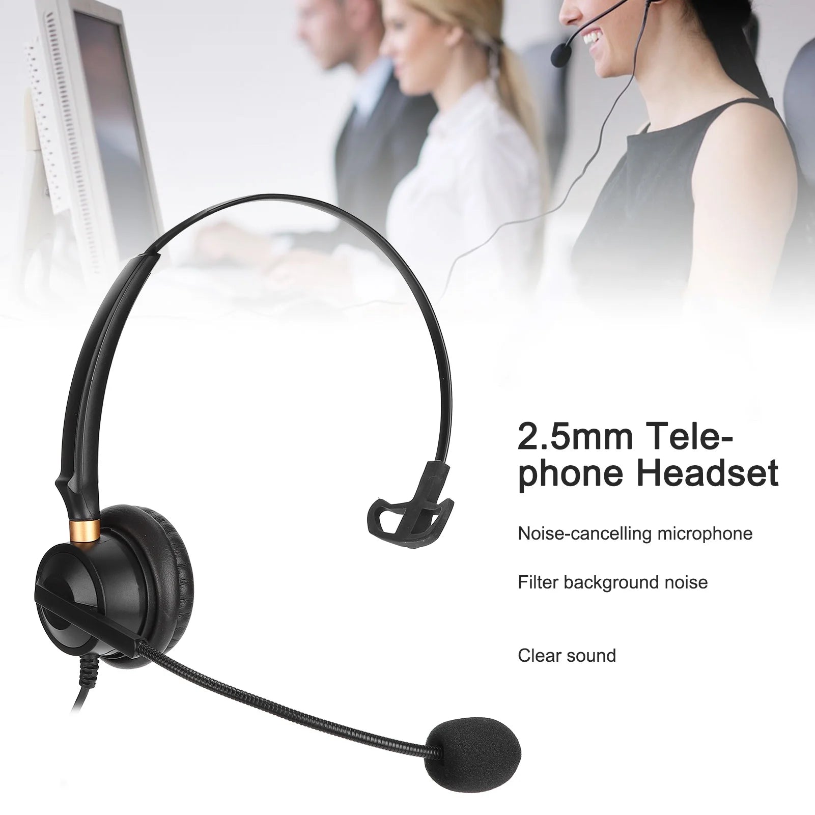 H600 2 5 Telephone Headset Single Ear Customer Service Headphone