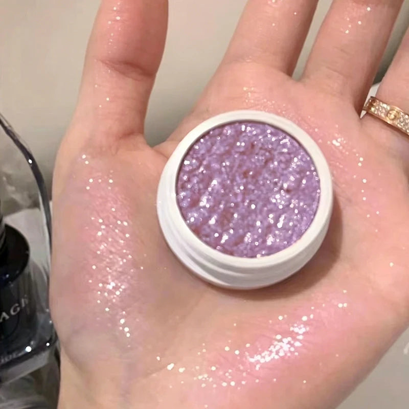 Pearlescent Glitter Eyeshadow Highlighter Palette Shimmer Diamond Brighten Contour Palette Lasting Sparkling Highlighter Makeup Zpaxo