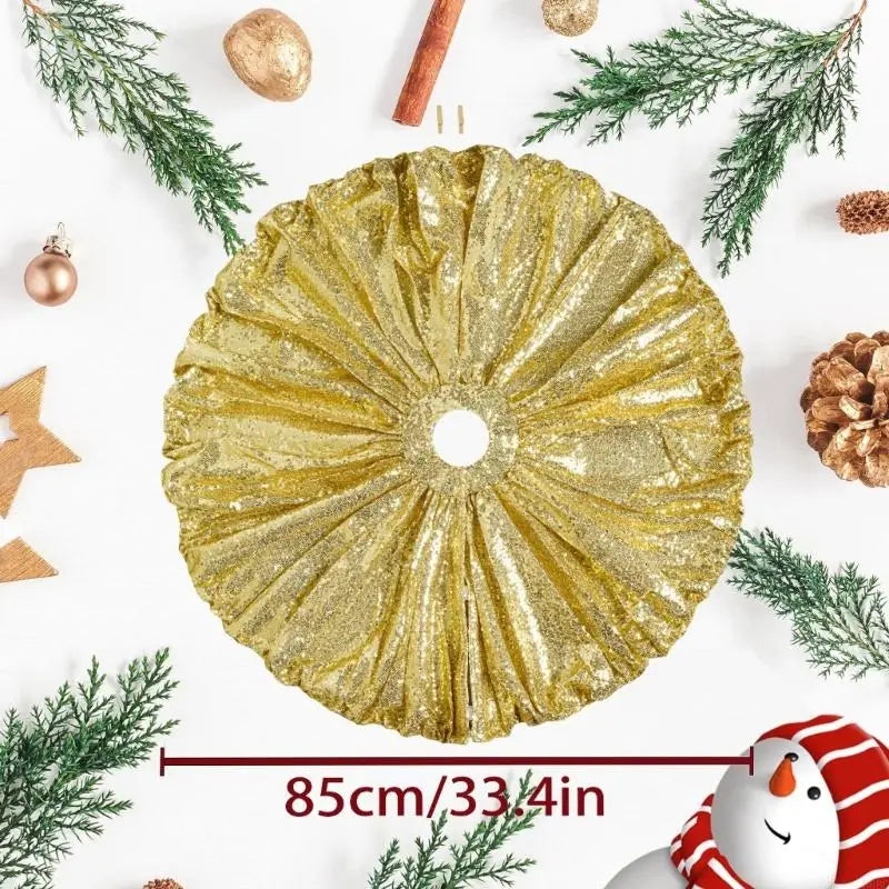 Sequined Christmas Base Cover Water Resistant Polyester Tree Skirt