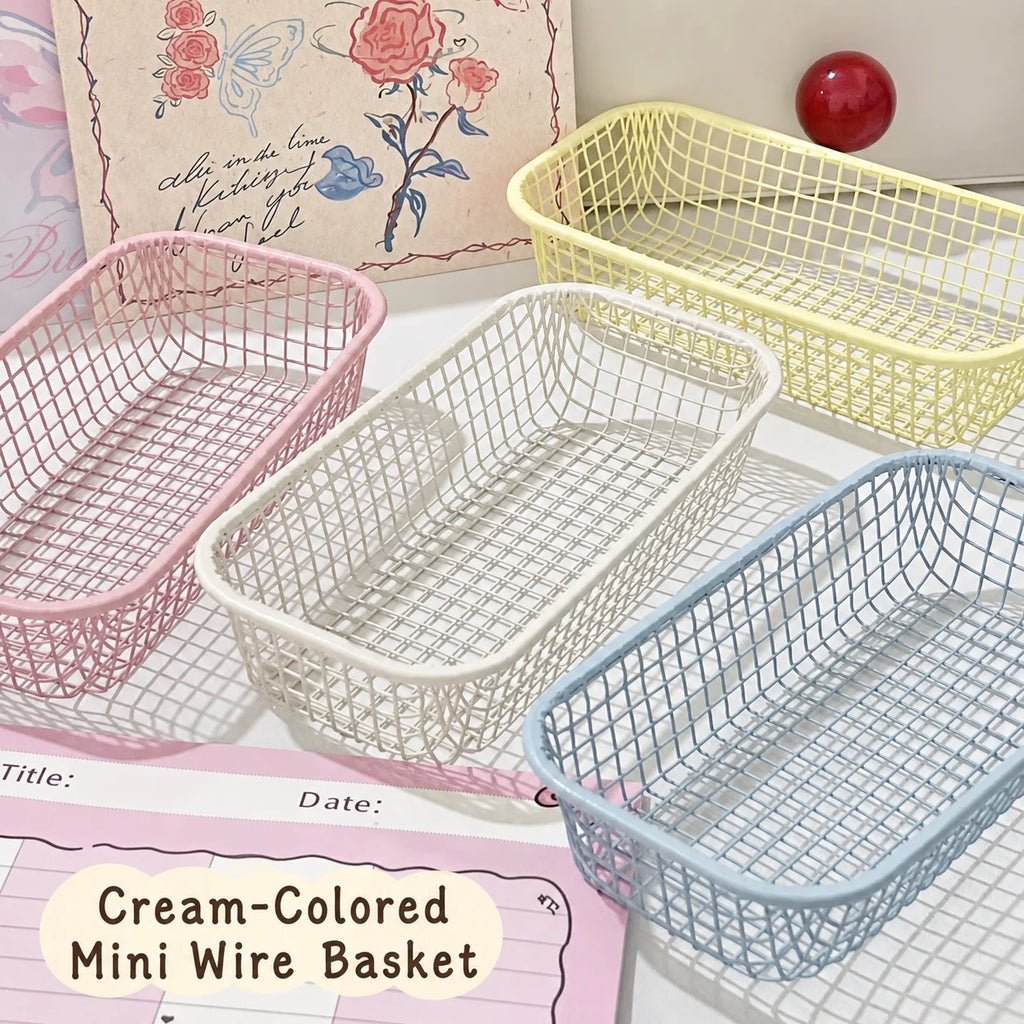 Mini Metal Wire Basket – Desktop Organizer & Home Decor Wire Storage Basket Zpaxo