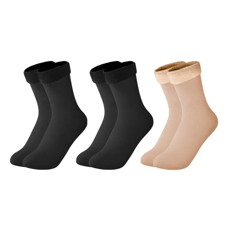 Thermal Plush Velvet Winter Floor Socks – Unisex 3-Pair Set