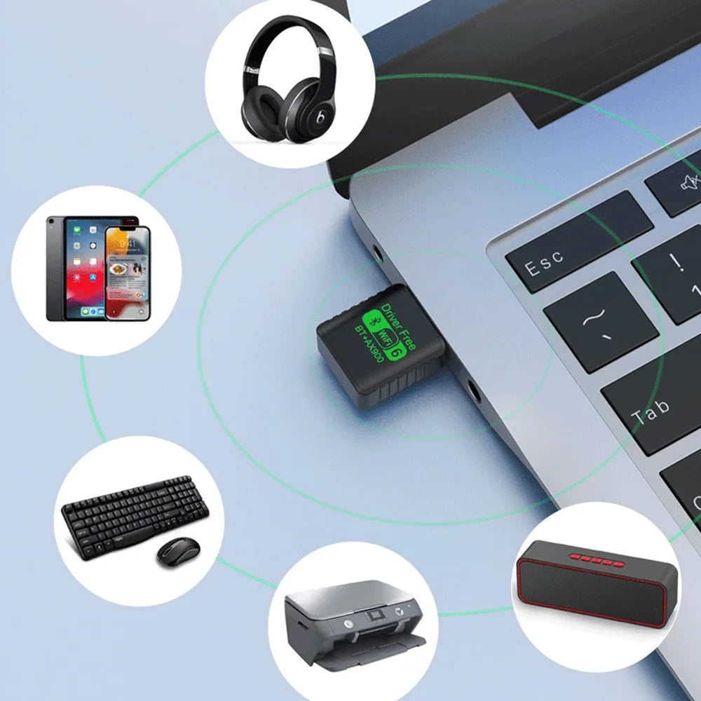 WiFi 6 AX900 BT 5.3 WiFi USB Adapter Wireless Dual Band 2.4G&5GHz Wi-Fi Antenna USB For PC/Laptop Win10/11 Driver Free Zpaxo
