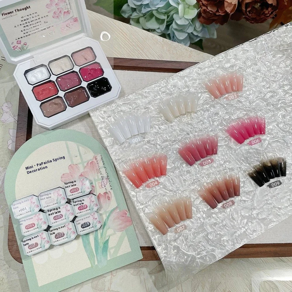 9-Color Chinese Style Gel Nail Glitter & Eye Shadow Palette Gel Nail Glitter Palette Zpaxo