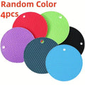 4pcs Round Heat-Resistant Non-Slip Trivet Set, Pot Holder & Cup Coaster for Kitchen Table Zpaxo 4pcs random color 4pcs random