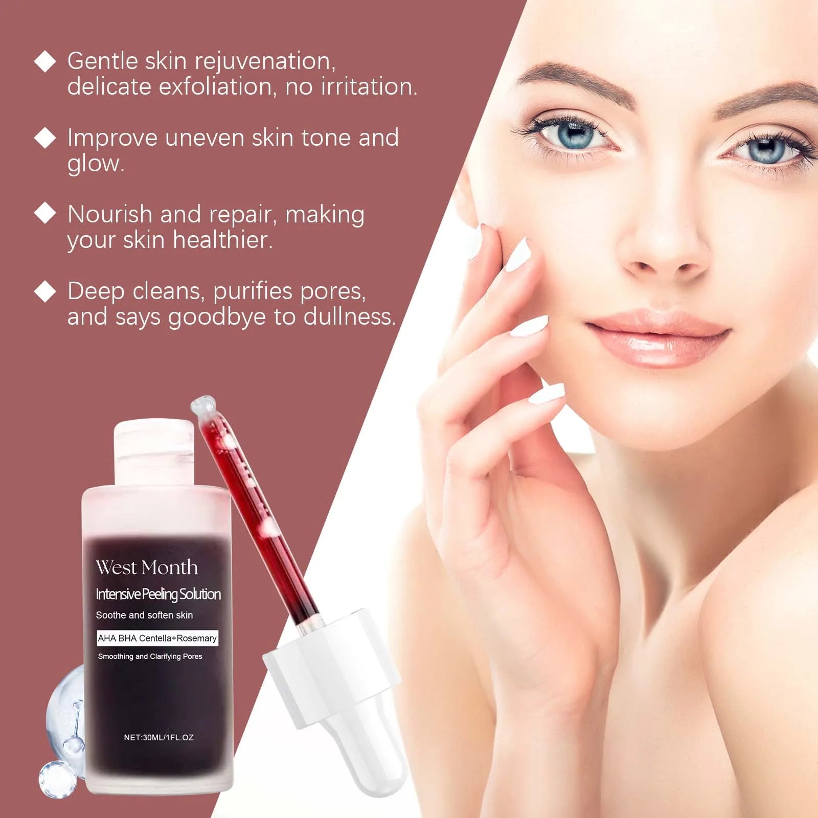 Peeling Face Serum Anti Acne Brightening Exfoliating Shrink Pores Salicylic Acid AHA Serum Reduces Blackheads Smoothing Facial Zpaxo