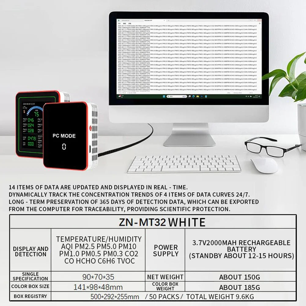 Wifi 1 Air Detector TFT Display Portable AQI CO PM2 5 PM10 PM0 3 TVOC