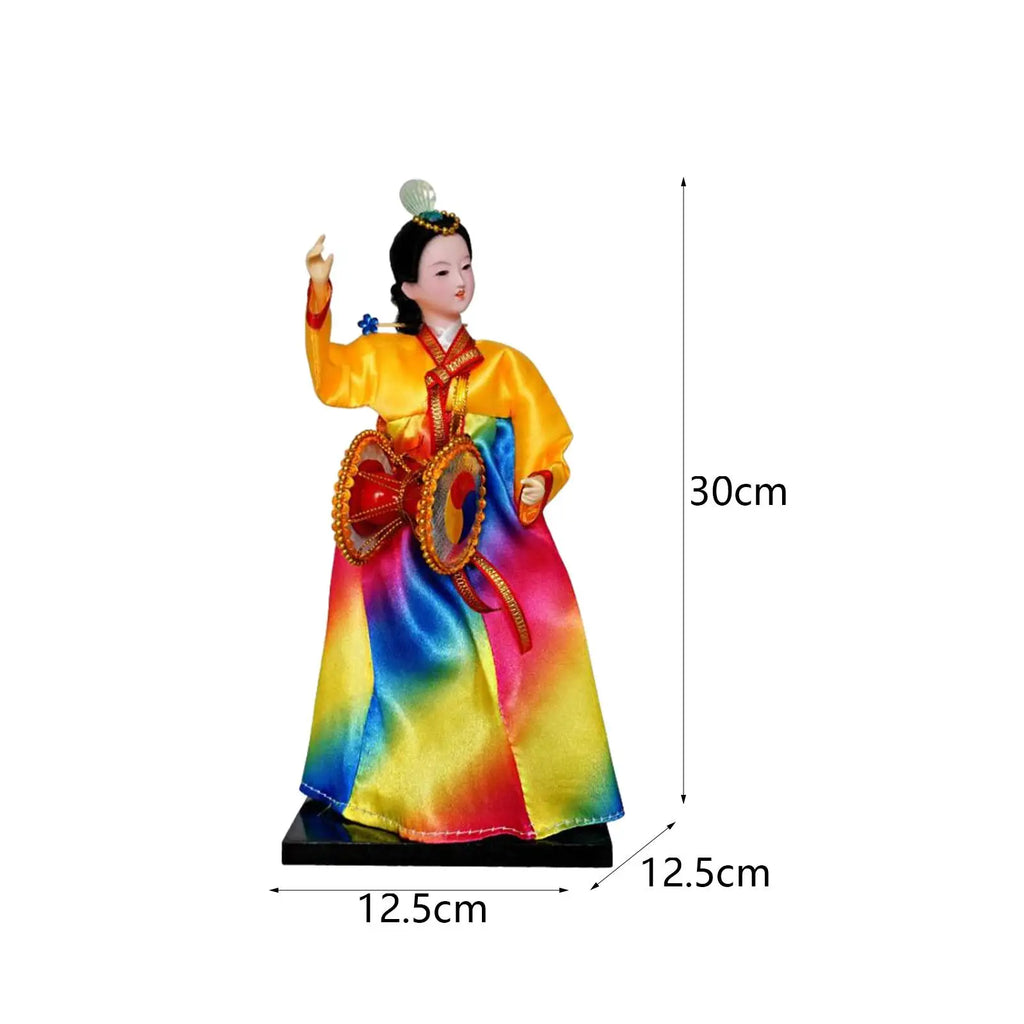 Korean Hanbok Doll Figurine – 12" Resin Collectible Statue Decorative Figurine Zpaxo