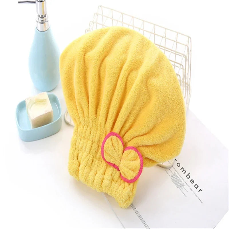 1Pc Women Hair Cap Microfibre Quick Hair Drying Bath Spa Bowknot Cap Wrap Towel Hat for Bath Bathroom AccessoriesShower Cap Zpaxo