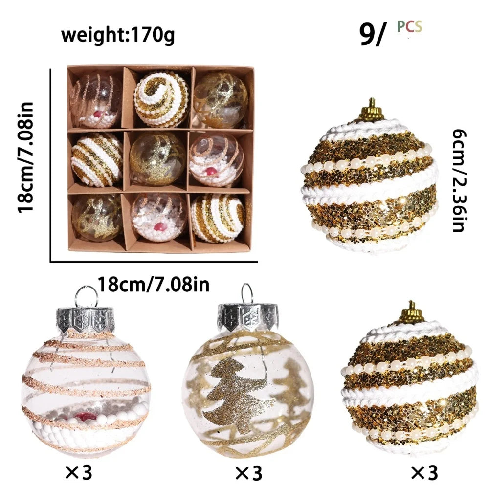 9-Pack DIY Painting Christmas Ball Ornaments – 6cm Xmas Decor Christmas Ball Ornaments Zpaxo