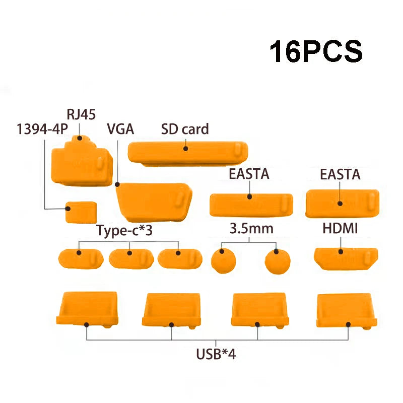 Universal Silicone Anti-dust Plug Notebook Dustproof Stopper Laptop C Zpaxo 16pcs Orange