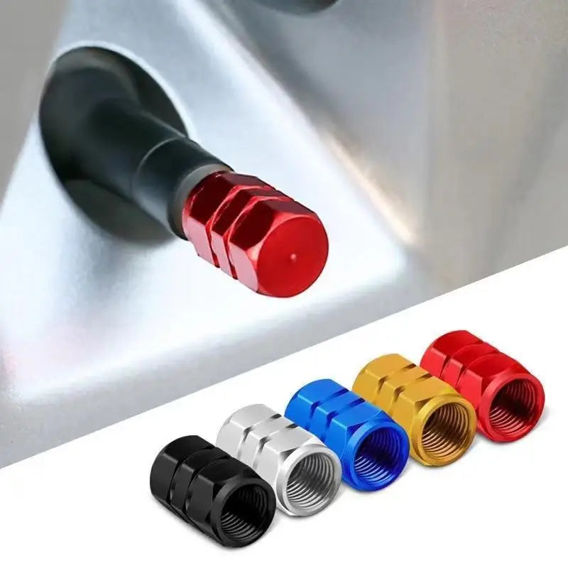 4-Pack Aluminum Tire Valve Stem Caps – Universal Car & Bike Fit Tire Valve Caps Zpaxo