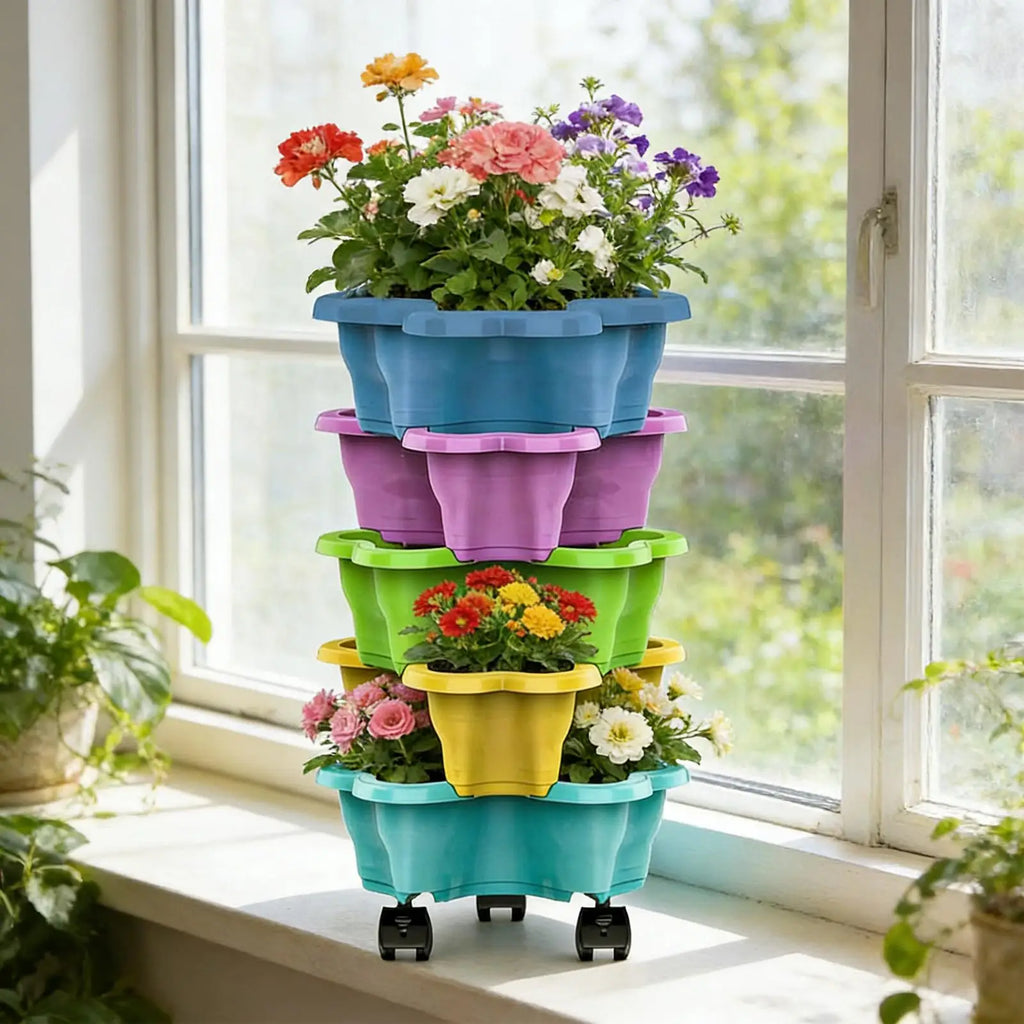 Stackable Strawberry Planter 4 5 Tier Vertical Garden Tower Vegetable