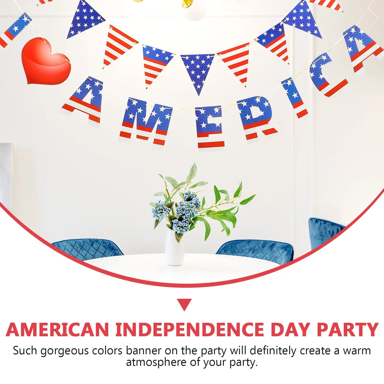 1Set Independence Day Pennant Garland Flag Decor Usa Patriotic Bunting for Wall Mantel Window Backdrop 4Th of July Party Zpaxo Default Title