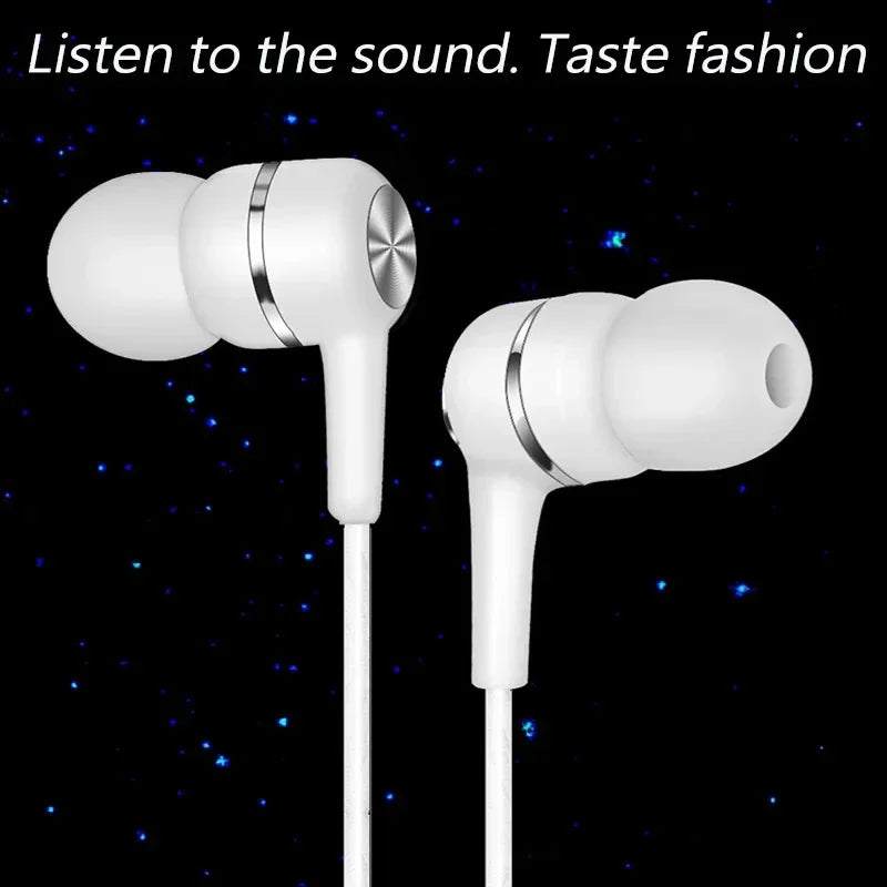 Wired Stereo Earbuds with Mic & Bass – 3.5mm Sport Earphones