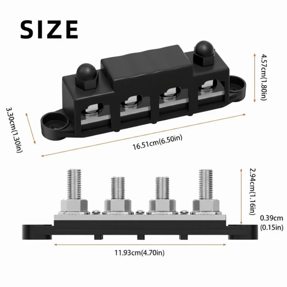 M10 Stud Bus Bar Terminal Block 5 Way Negative Busbar Boat Yacht Zpaxo Black-M10