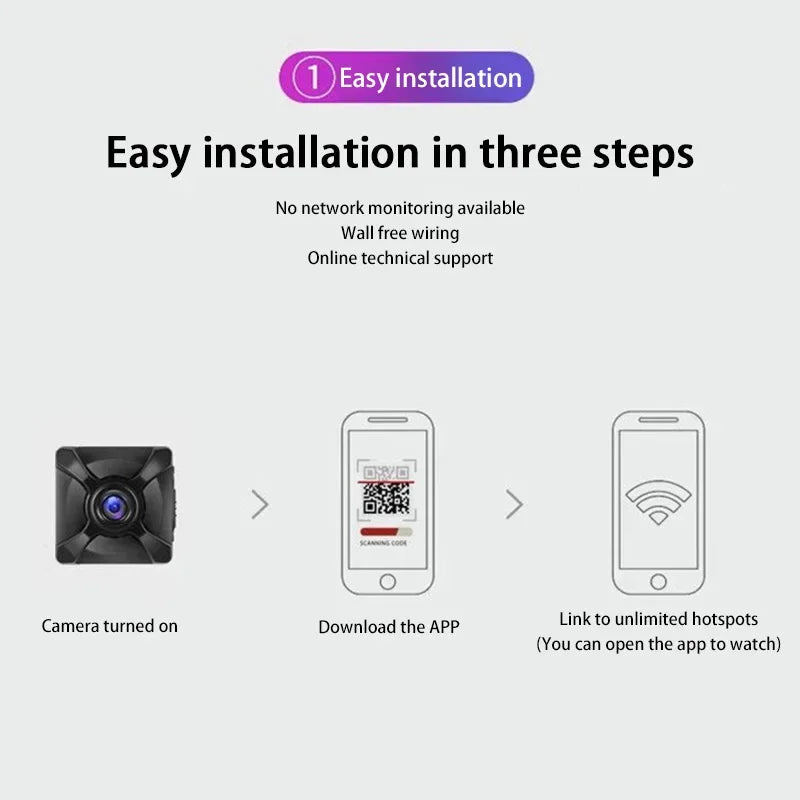 Mini Wireless Camera Wifi Home Connected Mobile Remote HD Motion