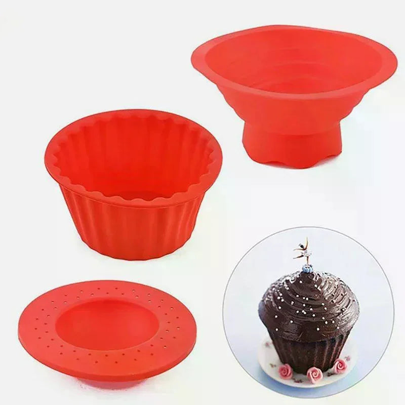 3 PCS Big Top Cupcake Silicone Mould,High Quality Silicone Giant Cupcake Mold,Heat Resistant Bake Tools Baking Maker Zpaxo