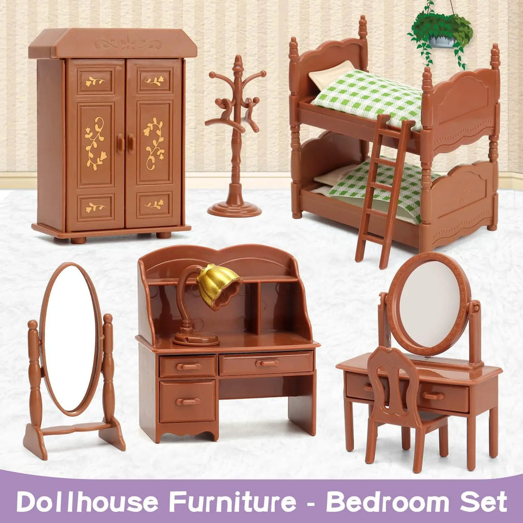 Dollhouse Furniture Bedroom Toy Simulation Forest Rabbit Family Doll