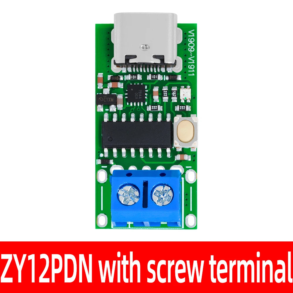 Type-C PD3.0/QC3.0 3A Charging Trigger Module – 3.7V/4.2V Auto Protocol Detection, Laptop Compatible Zpaxo screw terminal