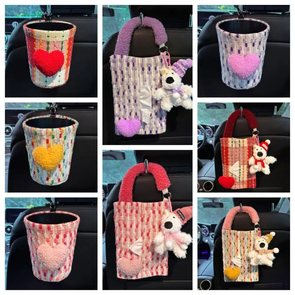 Hanging Car Mounted Garbage Bin Love Pattern Large Capacity Vehicle Zpaxo