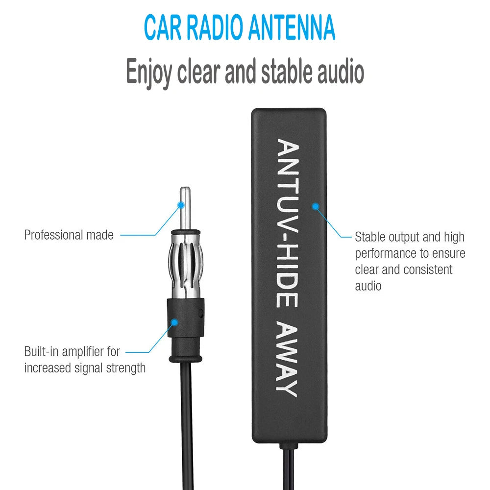 Universal Hidden Amplified Antenna Kit 12V Electronic Stereo AM/FM Radio Fits Car Truck Motorcycle Boat Golf Cart Campers Zpaxo