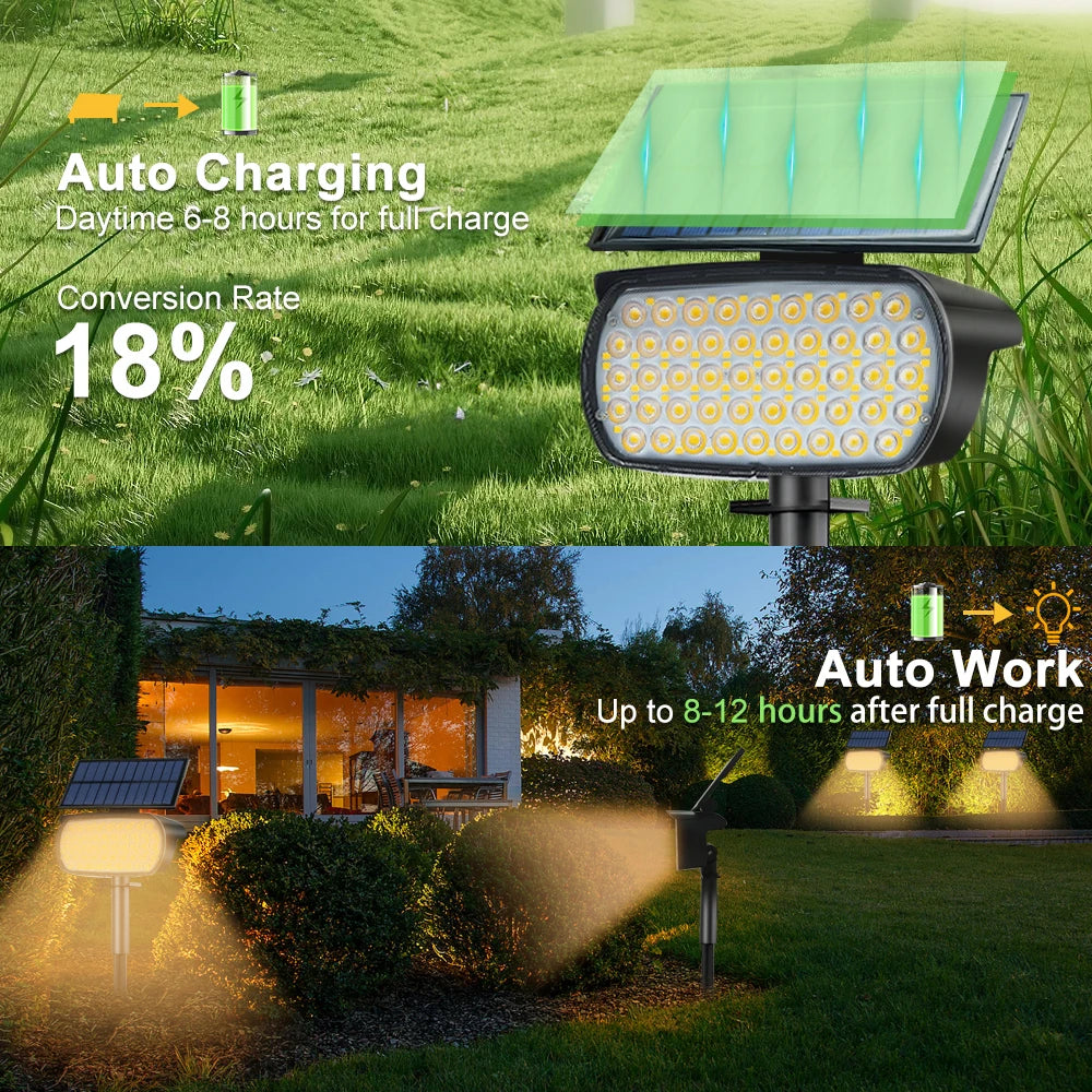 Solar Garden Lights 108 LED Solar Spot Lights Outdoor Floodlight Waterproof Solar Landscape Spotlight Wall Lamp Yard Porch Path Zpaxo