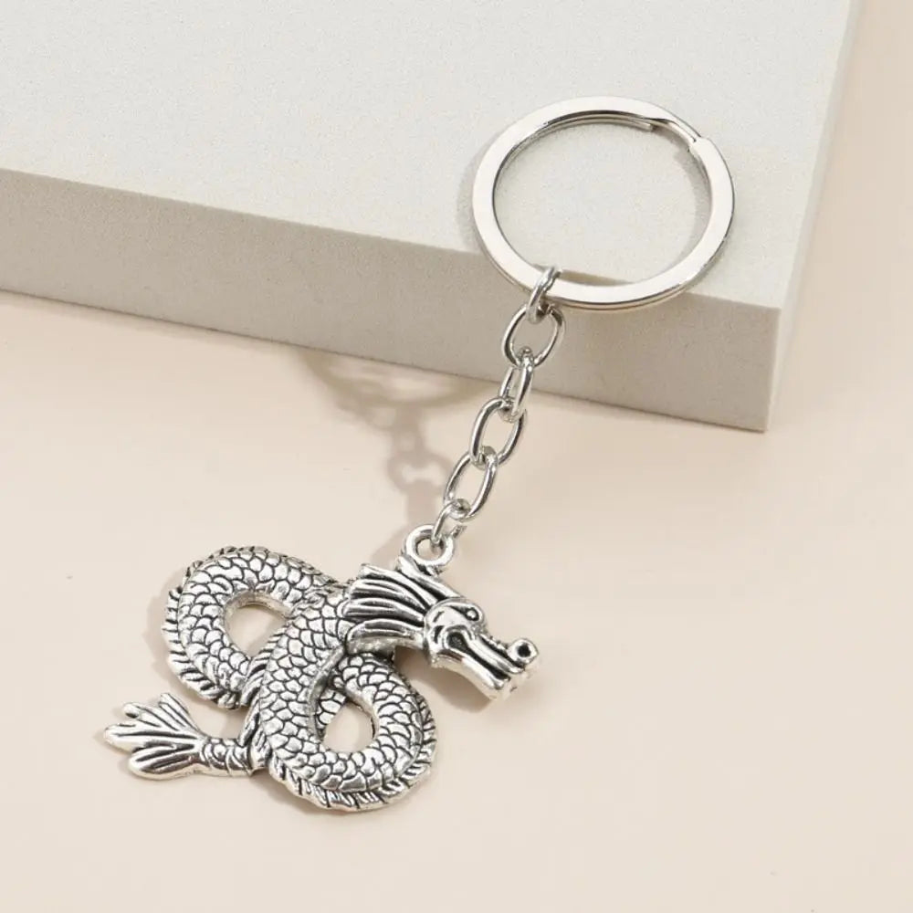 Charms Chinese Dragon Year Keychain Creative Antique Silver Pendant Zpaxo E3250