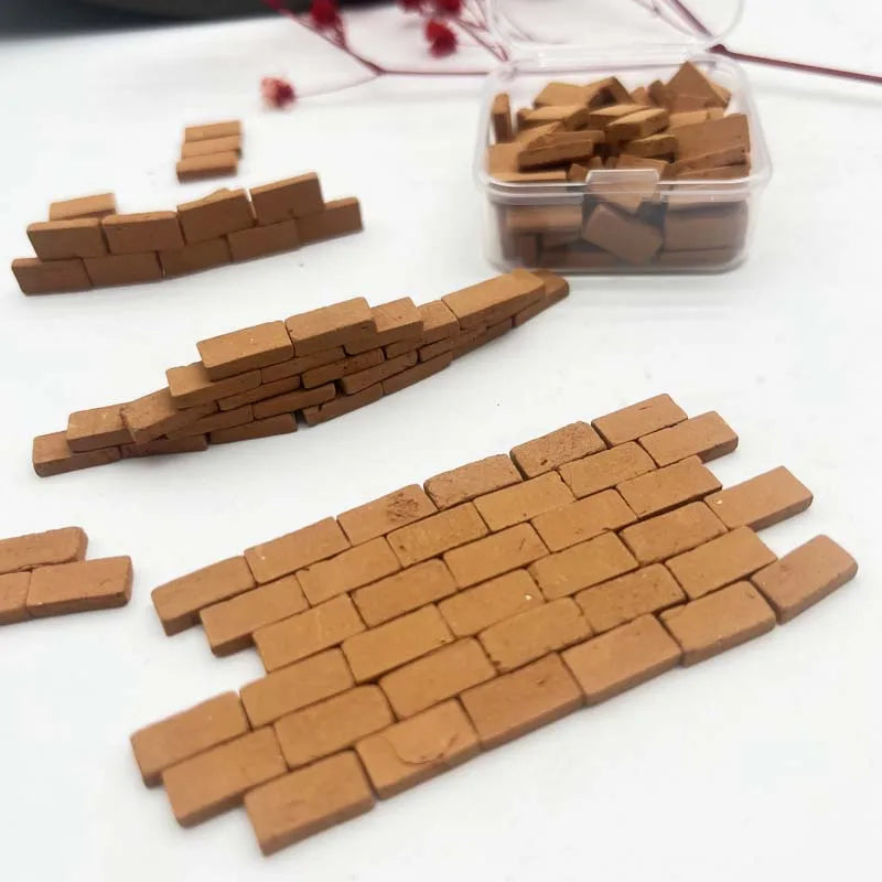 80pcs/1box 1:35 mini wall tiles miniature brick statue model brick building set fake bricks for garden landscape accessories Zpaxo
