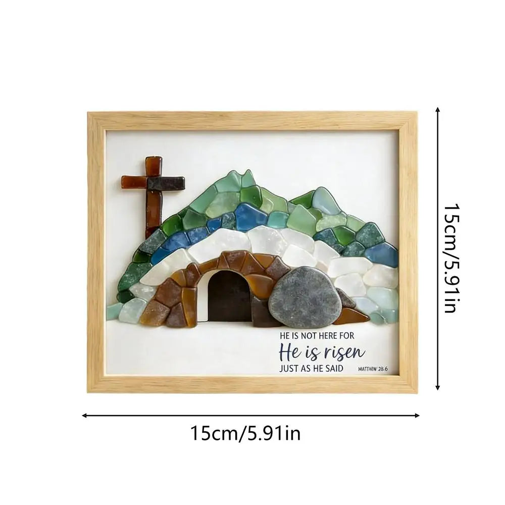 Easter Ornaments Retro Rustic Table Centerpieces Religious Picture Frames for Desk for Indoor Home Bedroom Bookshelf Windowsill Zpaxo A China Mainland