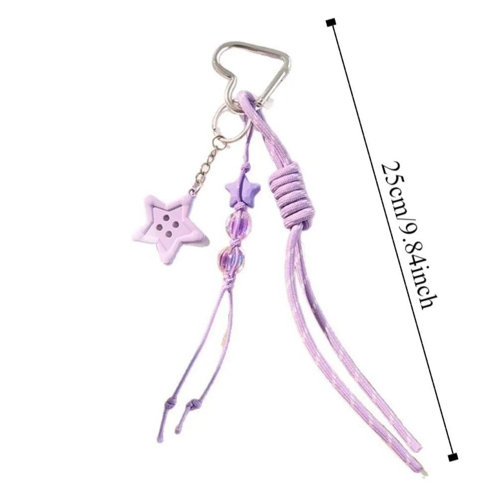 Girl Heart Braided Rope Keychain Hand-Woven Handmade Heart-shaped Bag Pendant Y2k Jewelry Star Bowknot Key Chain Children Girl Zpaxo