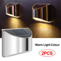 Solar Stainless Steel Fence Light Outdoor LED Patio Garden Landscape Zpaxo 2PCS-Warm China Mainland