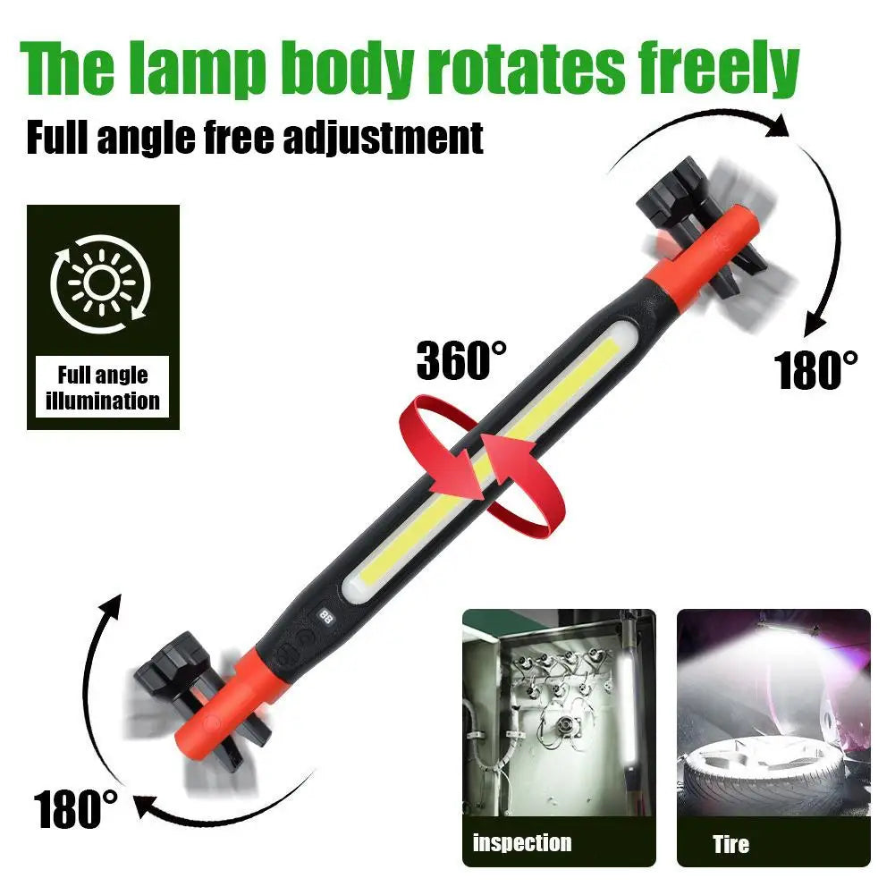 1200LM COB LED Mechanic Work Light Rechargeable Magnetic 360° Swivel with Hook Car Repair Garage Emergency Lamp Zpaxo