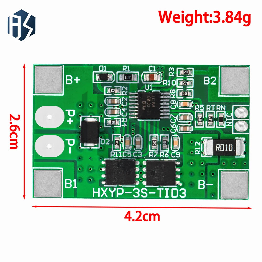 3S 12 6V Li-ion BMS Protection Board 10A Triple Overcharge Zpaxo