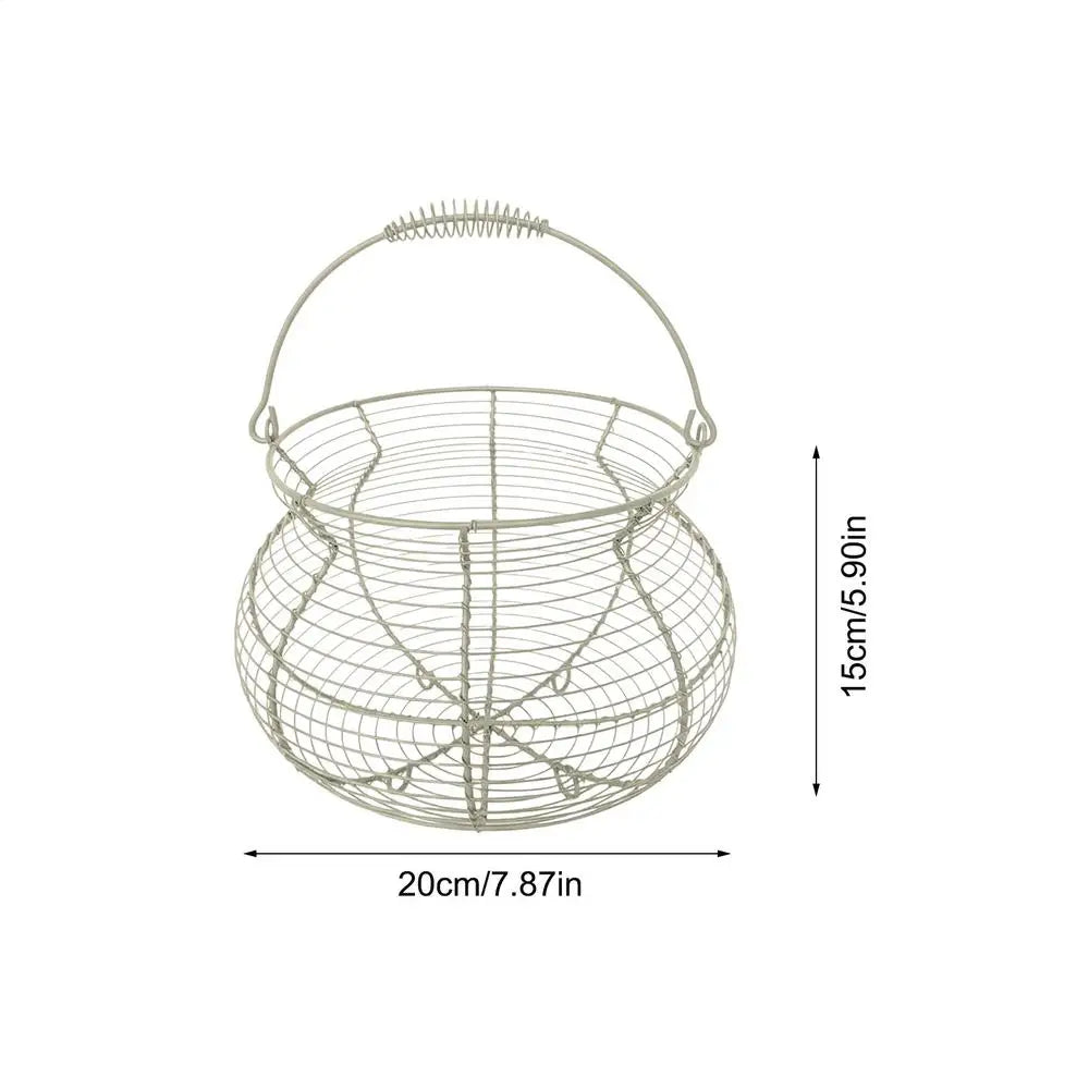 Small Egg Basket Vintage Woven Storage Stand Handle Counter Holder