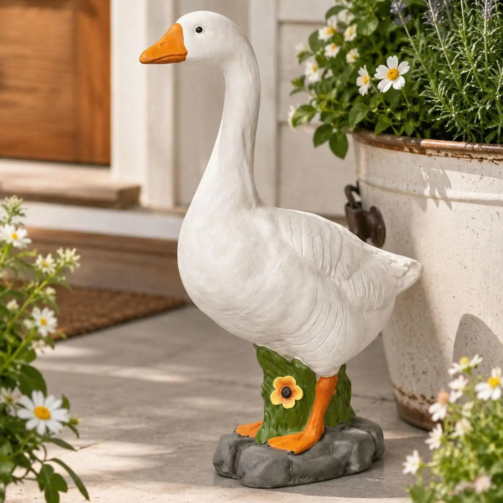 Porch Goose Statue 1PC Resin statue Goose Decor for Porch Outdoor Garden Yard Lawn Patio Entryway Farmhouse Home Decor Zpaxo