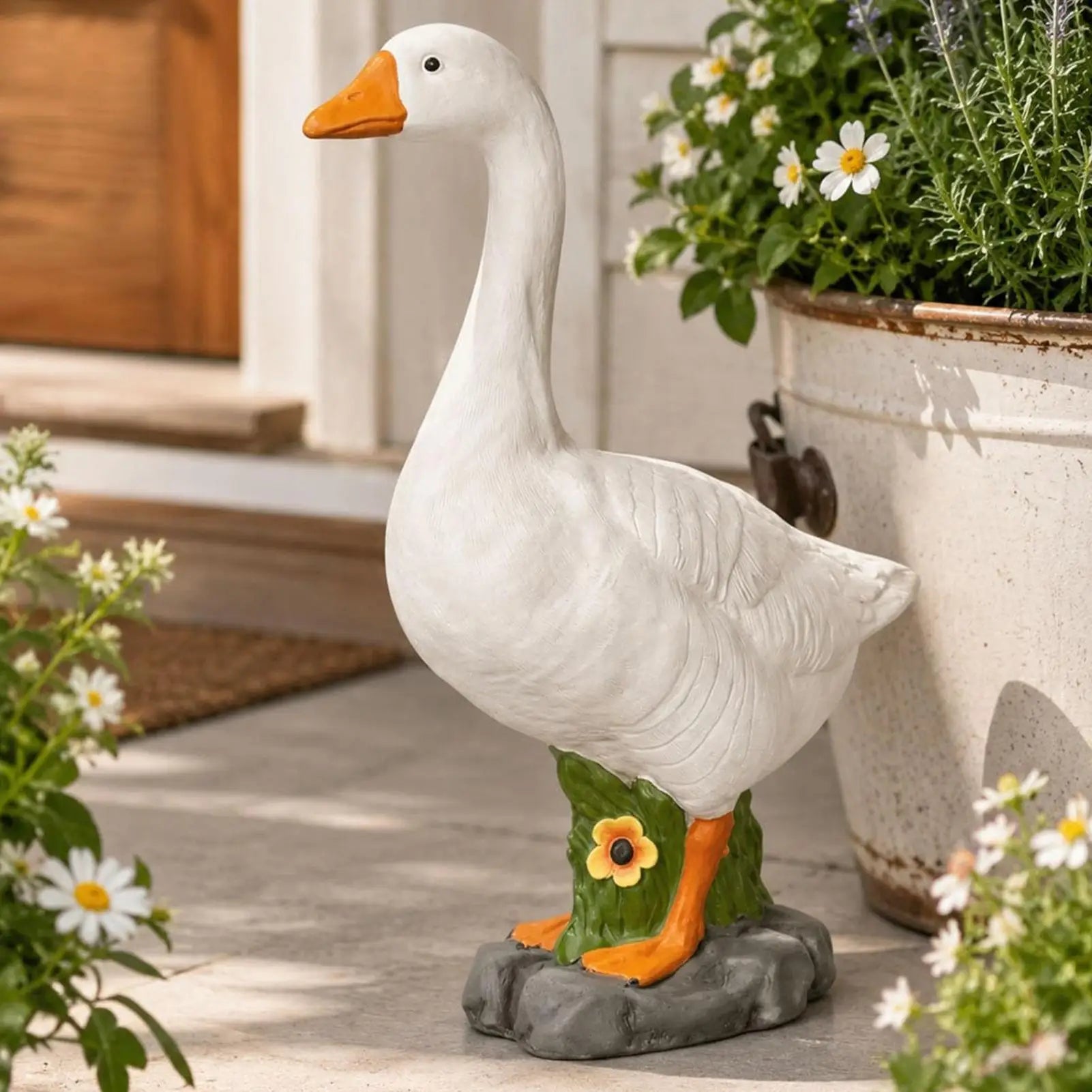 Porch Goose Statue 1PC Resin statue Goose Decor for Porch Outdoor Garden Yard Lawn Patio Entryway Farmhouse Home Decor Zpaxo