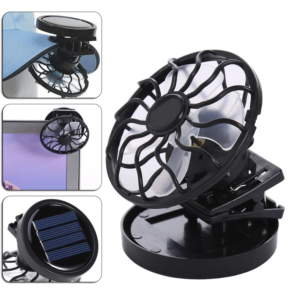 Mini Clip-on Solar Energy Fan Camping Hiking Cooling Portable Fan for Summer Travel Camp Mountaineering Cooling Zpaxo