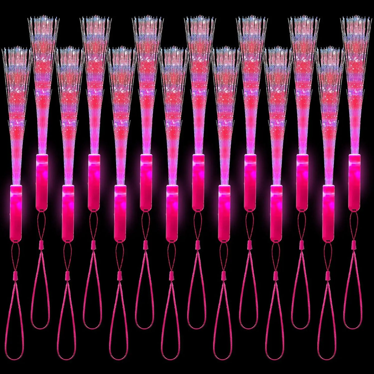 LED Fiber Optic Stick Wands Bulk Light Up Sticks Flashing Glow 3 Zpaxo Pink 12pcs