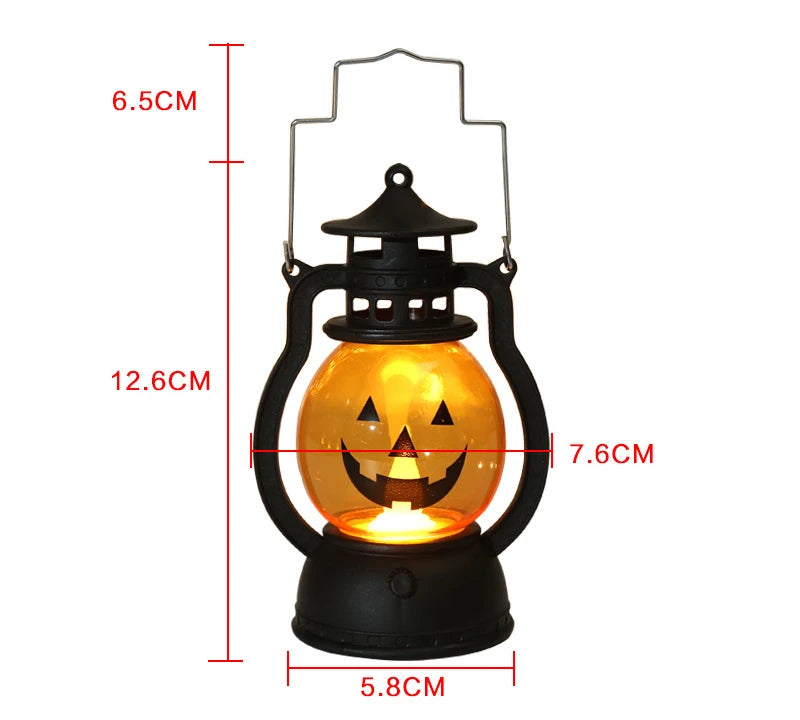 Indoor Glowing Halloween Pumpkin Lantern Eerie LED Light Retro Oil