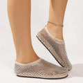 Women Sandals Round Toe Sandals Hollow Short Boots Water Diamond Sexy Flat Shoes Fashion Banquet Shoes Women Zapatos De Mujer Zpaxo Gold 42